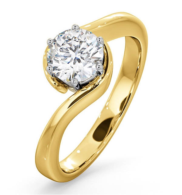 Certified 0.90CT Leah 18K Gold Engagement Ring G/SI1 - image 1