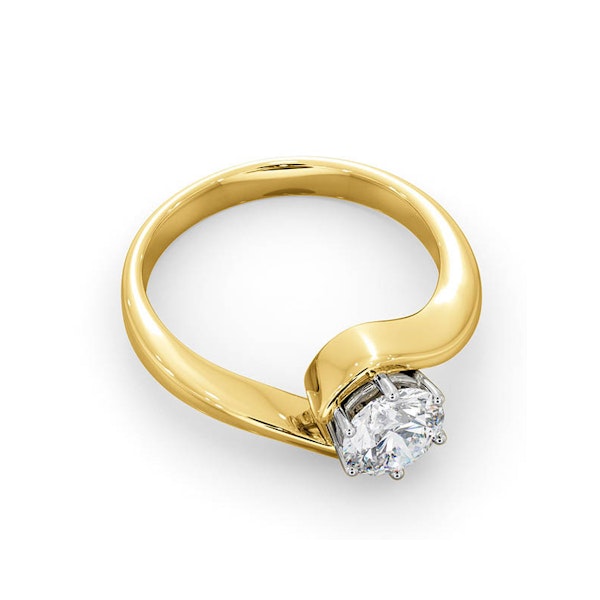 Certified 0.90CT Leah 18K Gold Engagement Ring E/VS1 - Image 4