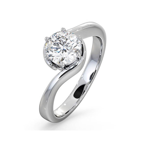 Certified 1.00CT Leah Platinum Engagement Ring E/VS2 - Image 1