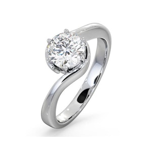 Certified 1.00CT Leah 18K White Gold Engagement Ring E/VS2