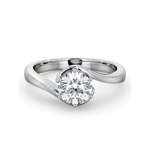 Certified 1.00CT Leah Platinum Engagement Ring E/VS2 - Image 3