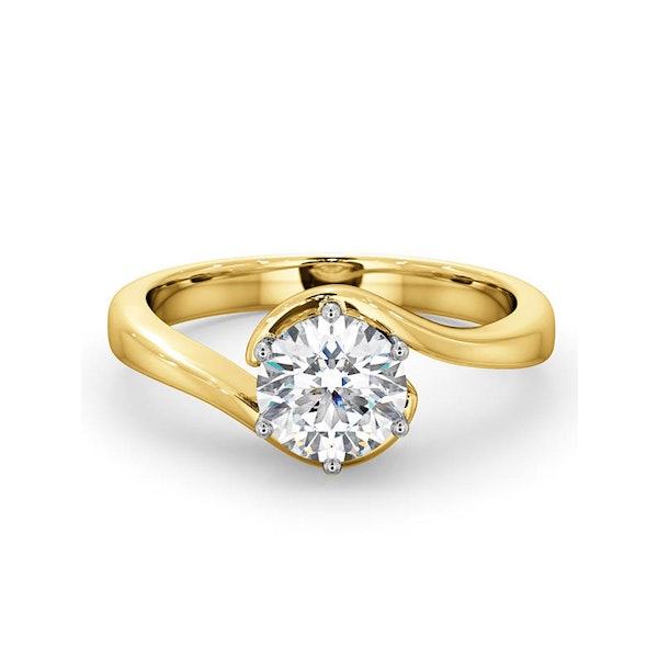 Certified 1.00CT Leah 18K Gold Engagement Ring G/SI2 - Image 3