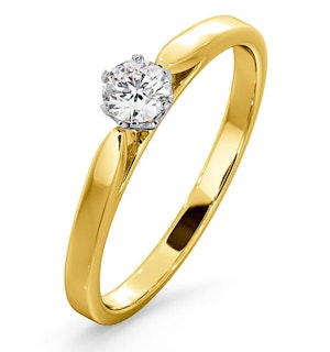 Certified Low Set Chloe 18K Gold Diamond Engagement Ring 0.25CT-G-H/SI