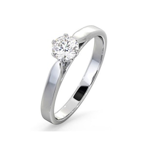 Certified 0.50CT Chloe Low 18K White Gold Engagement Ring E/VS2