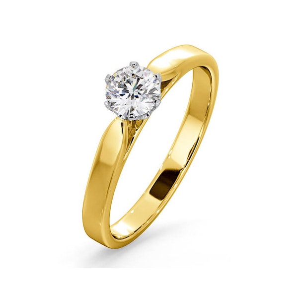 Certified 0.50CT Chloe Low 18K Gold Engagement Ring E/VS2 - Image 1