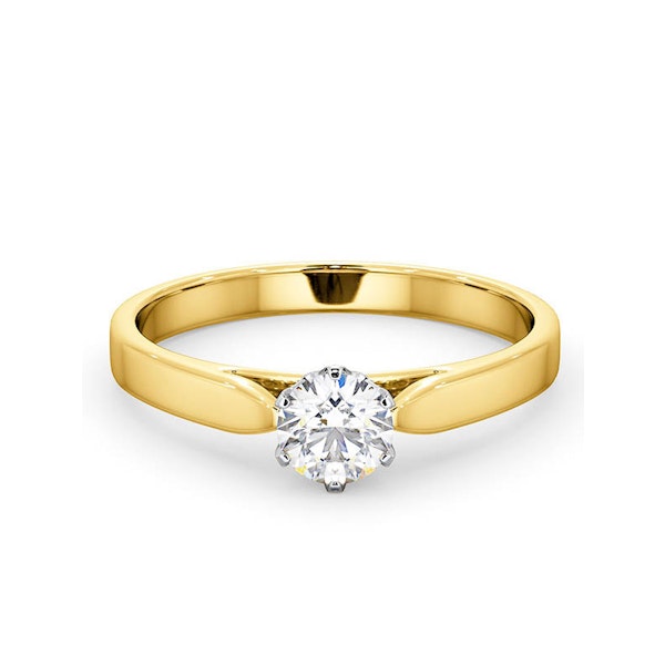 Certified 0.50CT Chloe Low 18K Gold Engagement Ring E/VS1 - Image 3