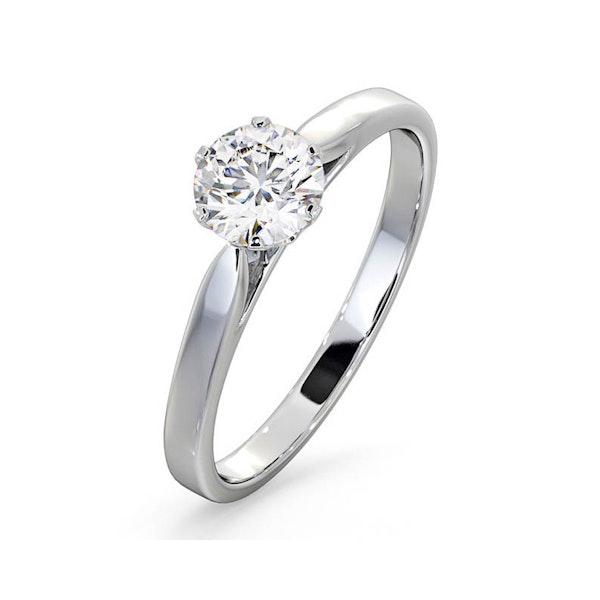Certified 0.70CT Chloe Low 18K White Gold Engagement Ring E/VS2 - Image 1