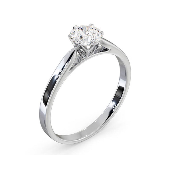 Certified 0.70CT Chloe Low 18K White Gold Engagement Ring E/VS2 - Image 2