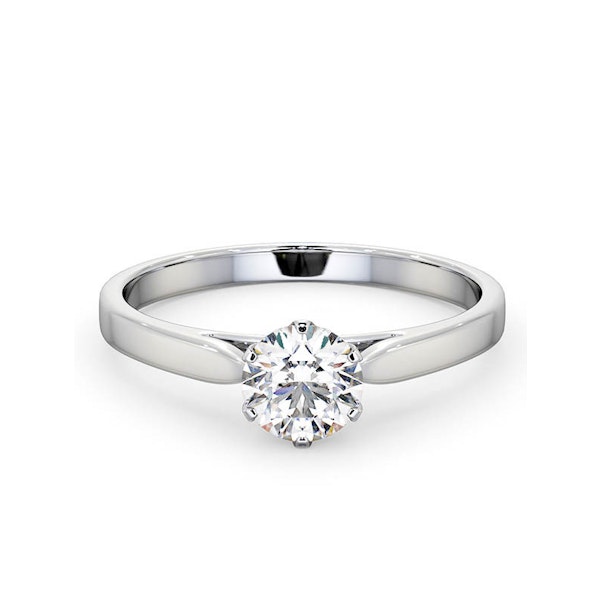 Certified 0.70CT Chloe Low 18K White Gold Engagement Ring E/VS1 - Image 3