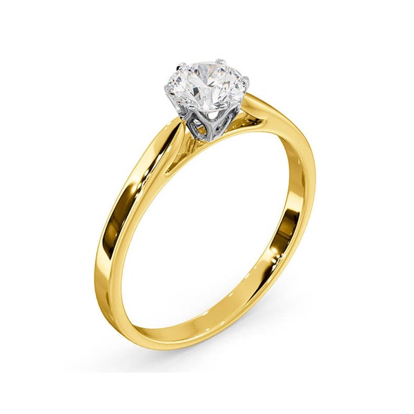 Certified 0.70CT Chloe Low 18K Gold Engagement Ring E/VS2 - Image 2