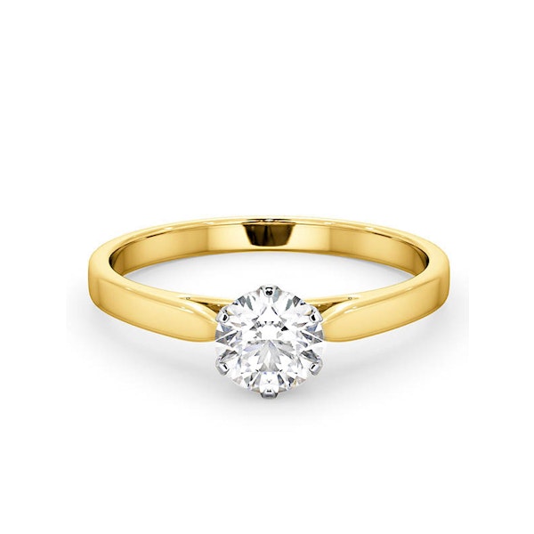 Certified 0.70CT Chloe Low 18K Gold Engagement Ring E/VS2 - Image 3