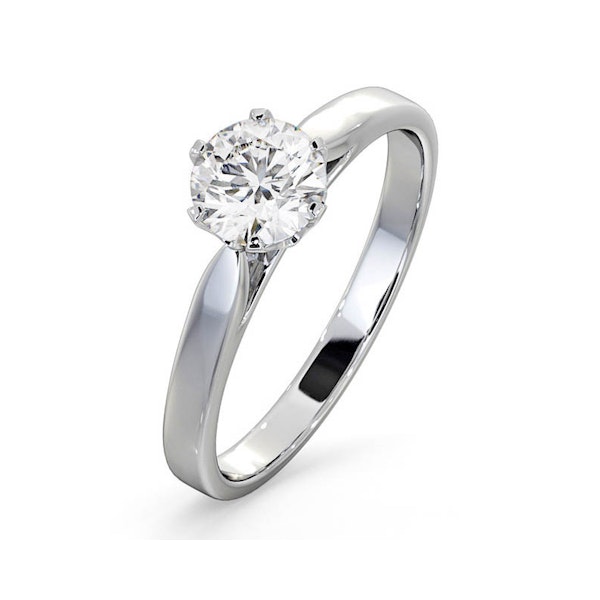 Certified 0.90CT Chloe Low 18K White Gold Engagement Ring E/VS2 - Image 1