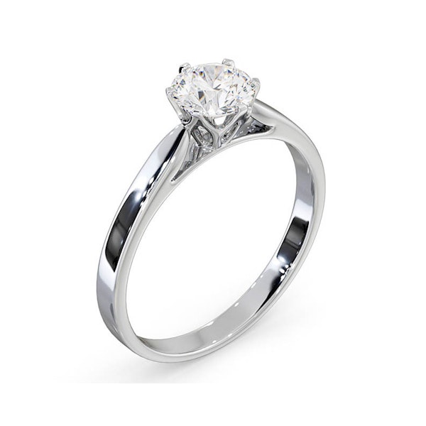 Certified 0.90CT Chloe Low 18K White Gold Engagement Ring E/VS2 - Image 2