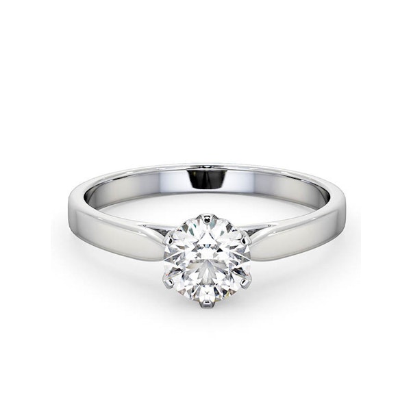 Certified 0.90CT Chloe Low 18K White Gold Engagement Ring G/SI1 - Image 3