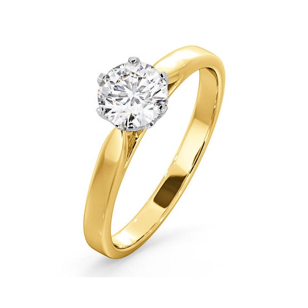 Certified 0.90CT Chloe Low 18K Gold Engagement Ring E/VS1 - Image 1