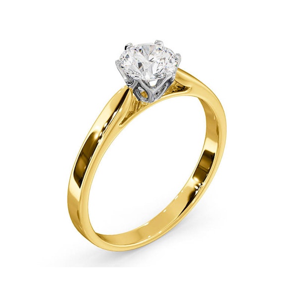 Certified 0.90CT Chloe Low 18K Gold Engagement Ring E/VS1 - Image 2