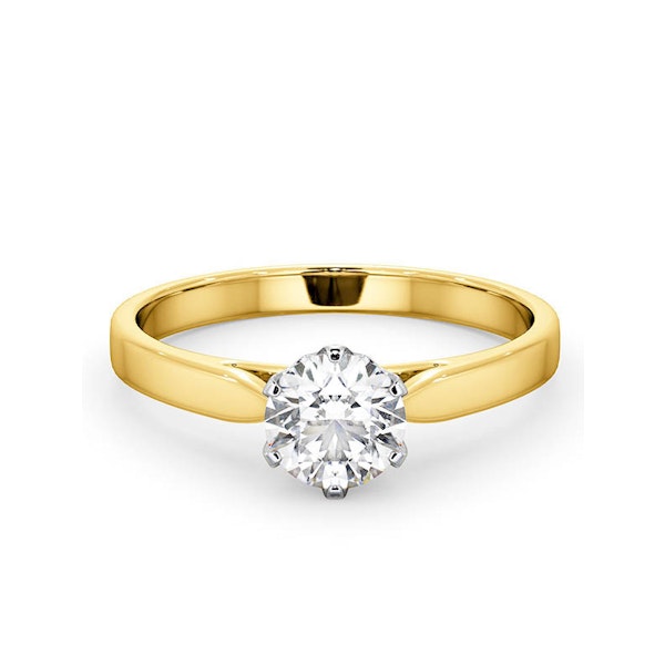 Certified 0.90CT Chloe Low 18K Gold Engagement Ring G/SI1 - Image 3