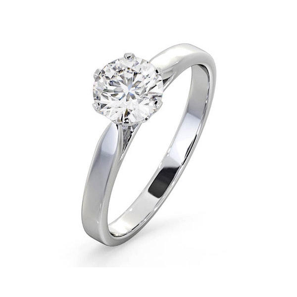 Certified 1.00CT Chloe Low 18K White Gold Engagement Ring G/SI1 - Image 1