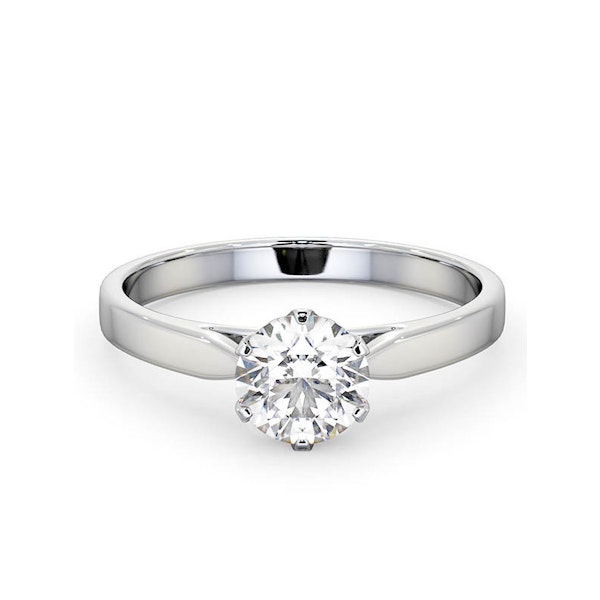 Certified 1.00CT Chloe Low 18K White Gold Engagement Ring G/SI2 - Image 3