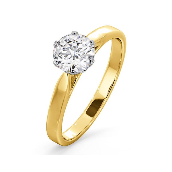 Certified 1.00CT Chloe Low 18K Gold Engagement Ring E/VS2 - Image 1