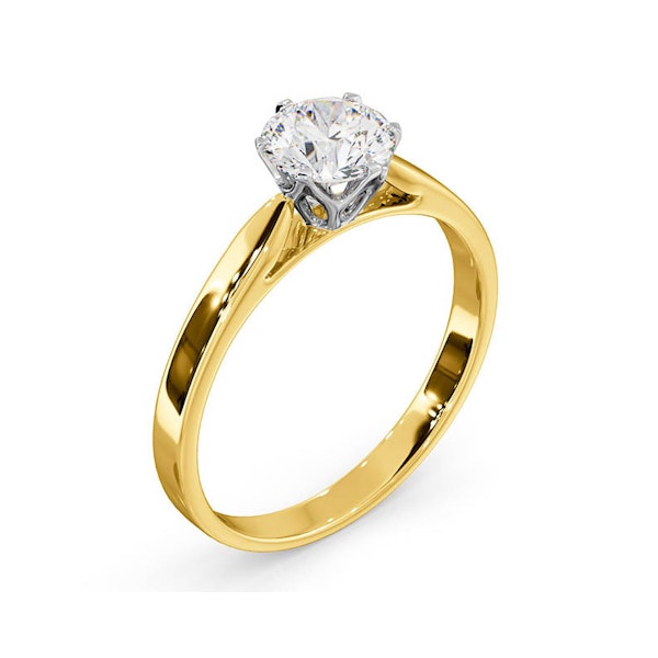 Certified 1.00CT Chloe Low 18K Gold Engagement Ring E/VS1 - Image 2