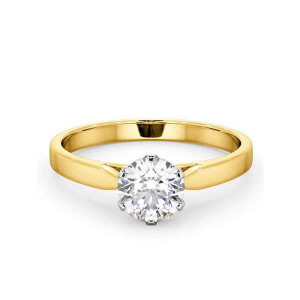 Certified 1.00CT Chloe Low 18K Gold Engagement Ring E/VS2 - Image 3