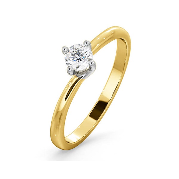 Certified Lily 18K Gold Diamond Engagement Ring 0.25CT-G-H/SI - Image 1