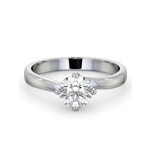 Certified 0.90CT Lily 18K White Gold Engagement Ring G/SI1 - Image 3