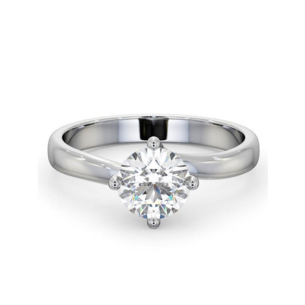 Certified 1.00CT Lily 18K White Gold Engagement Ring G/SI1 - Image 3