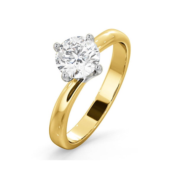 Certified 1.00CT Lily 18K Gold Engagement Ring E/VS1 - Image 1