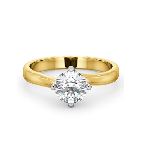 Certified 1.00CT Lily 18K Gold Engagement Ring E/VS2 - Image 3
