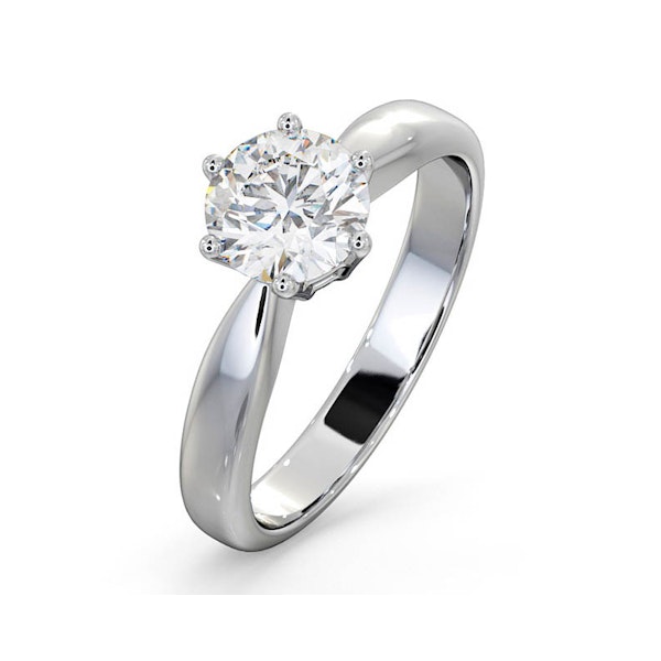 Certified 1.00CT Chloe High 18K White Gold Engagement Ring E/VS1 - Image 1