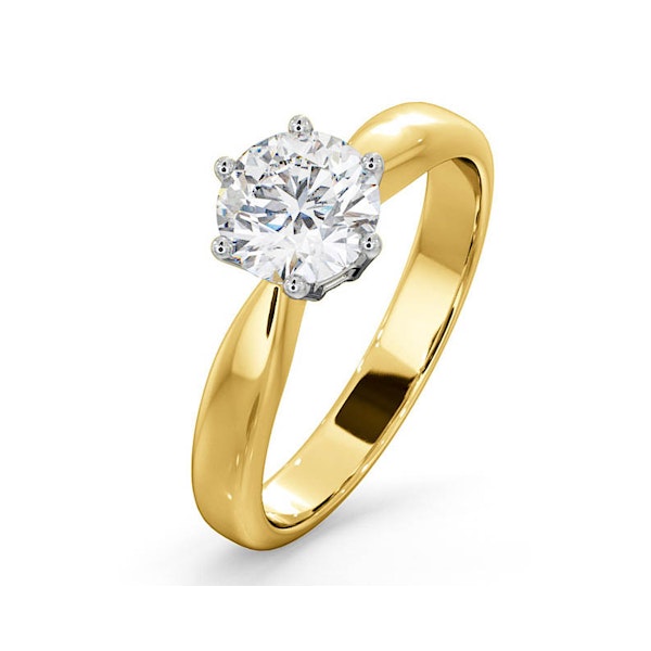 Certified 1.00CT Chloe High 18K Gold Engagement Ring E/VS2 - Image 1