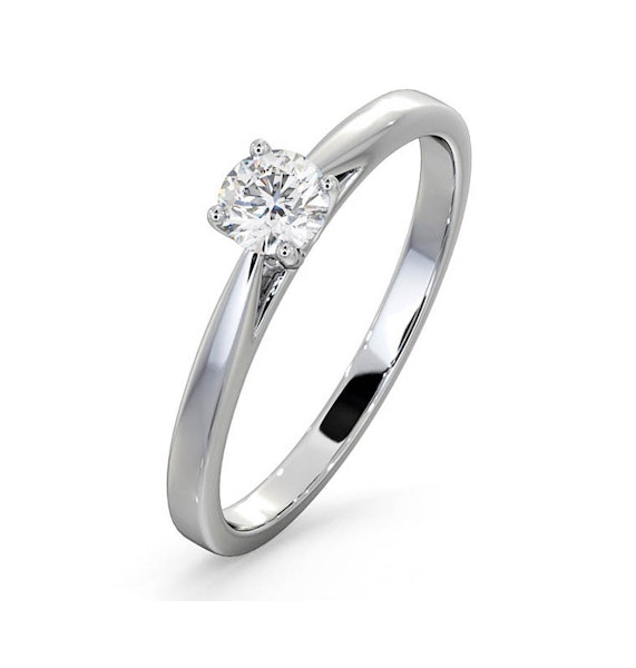 Engagement Ring Certified Elysia 18K White Gold Diamond 0.33CT-F-G/VS - Image 1
