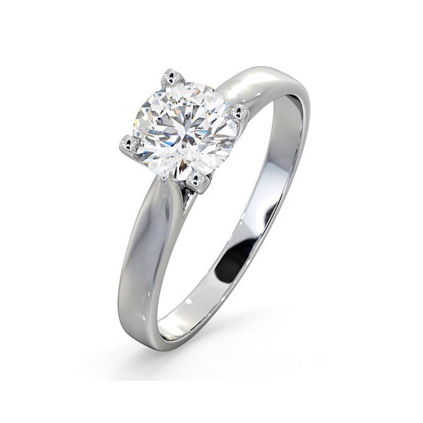 Certified 0.90CT Grace 18K White Gold Engagement Ring E/VS1 - Image 1