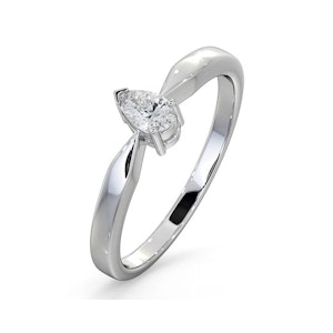 Certified Pear Shaped Platinum Diamond Engagement Ring 0.25CT-H/Si