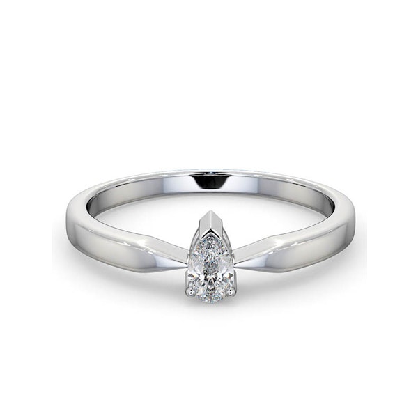 Engagement Ring Certified Pear Shaped Diamond 0.25CT H/SI 18K Gold - Image 3
