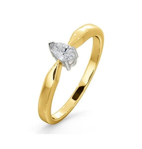Certified Pear Shaped 18K Gold Diamond Engagement Ring 0.25CT-G/Vs