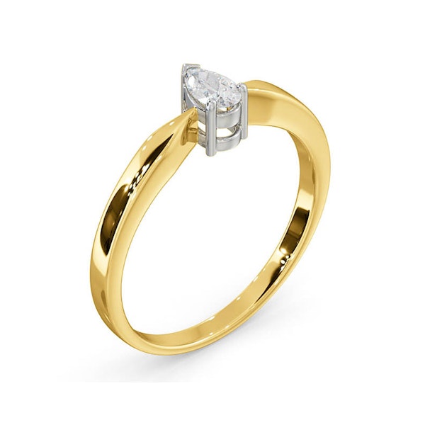 Certified Pear Shaped 18K Gold Diamond Engagement Ring 0.25CT-H/Si - Image 2
