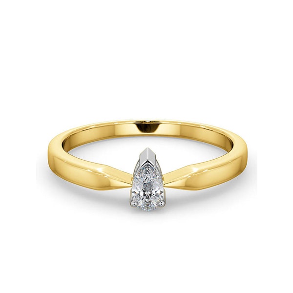 Certified Pear Shaped 18K Gold Diamond Engagement Ring 0.25CT-H/Si - Image 3