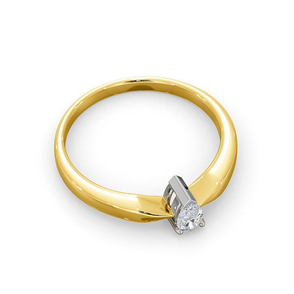 Certified Pear Shaped 18K Gold Diamond Engagement Ring 0.25CT-G/Vs - Image 4