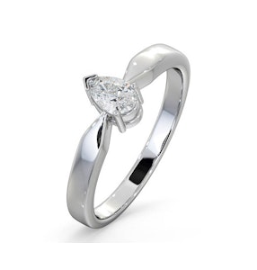 Engagement Ring Certified Pear Diamond 0.33CT H/SI 18K White Gold