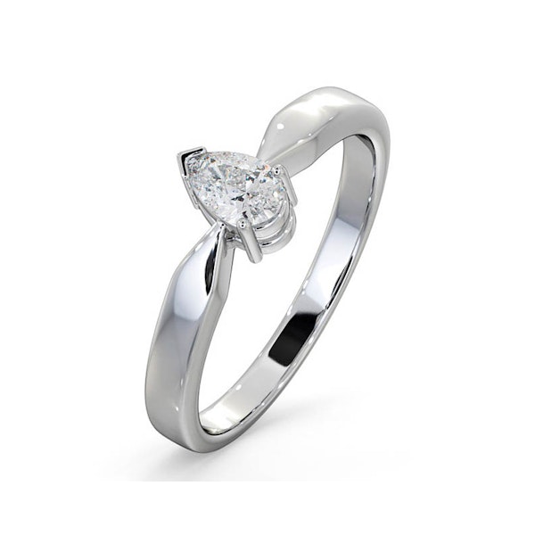 Engagement Ring Certified Pear Diamond 0.33CT H/SI 18K White Gold - Image 1