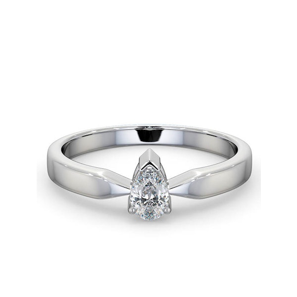 Engagement Ring Certified Pear Diamond 0.33CT H/SI 18K White Gold - Image 3