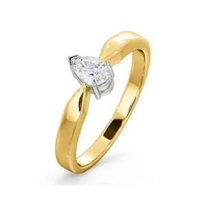 Certified Pear Shaped 18K Gold Diamond Engagement Ring 0.33CT-H/Si