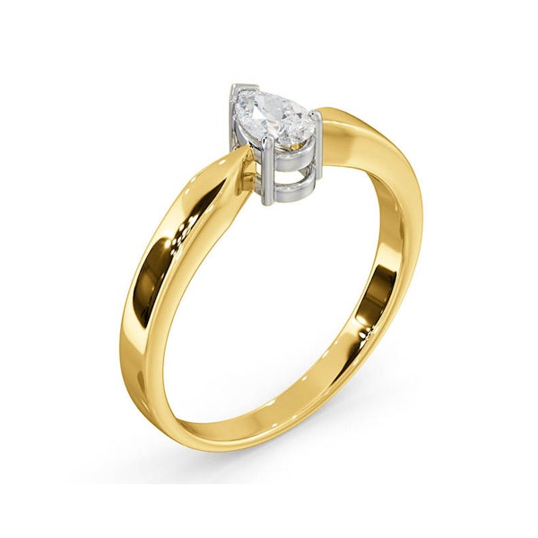 Certified Pear Shaped 18K Gold Diamond Engagement Ring 0.33CT-H/Si - Image 2