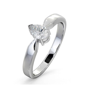 Engagement Ring Certified Pear Shaped 18K White Gold Diamond 0.50CT SI