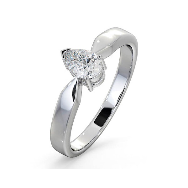 Engagement Ring Certified Pear Shaped 18K White Gold Diamond 0.50CT SI - Image 1