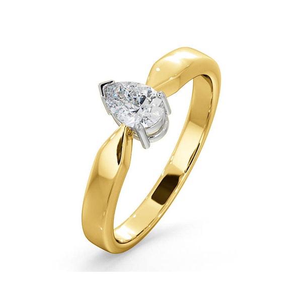Certified Pear Shaped 18K Gold Diamond Engagement Ring 0.50CT-H/Si - Image 1