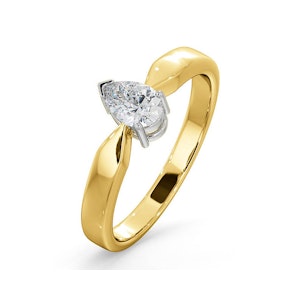 Certified Pear Shaped 18K Gold Diamond Engagement Ring 0.50CT-G/Vs